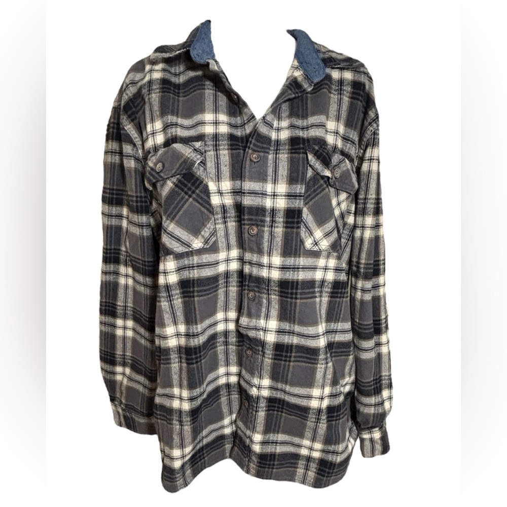 Jachs Men’s Thick Cotton Heritage Flannel Longsleeve Shirt Brown Plaid Size XL